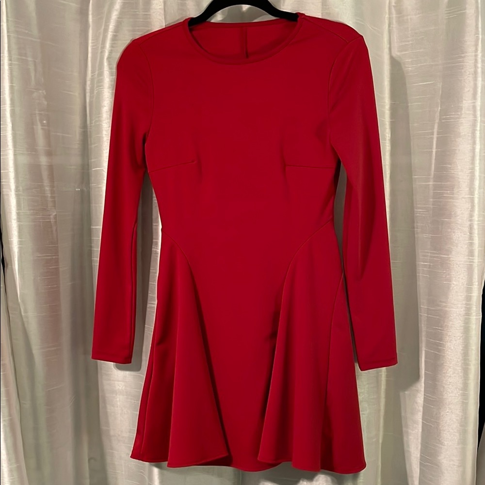 Elegant Red Long Sleeve Dress